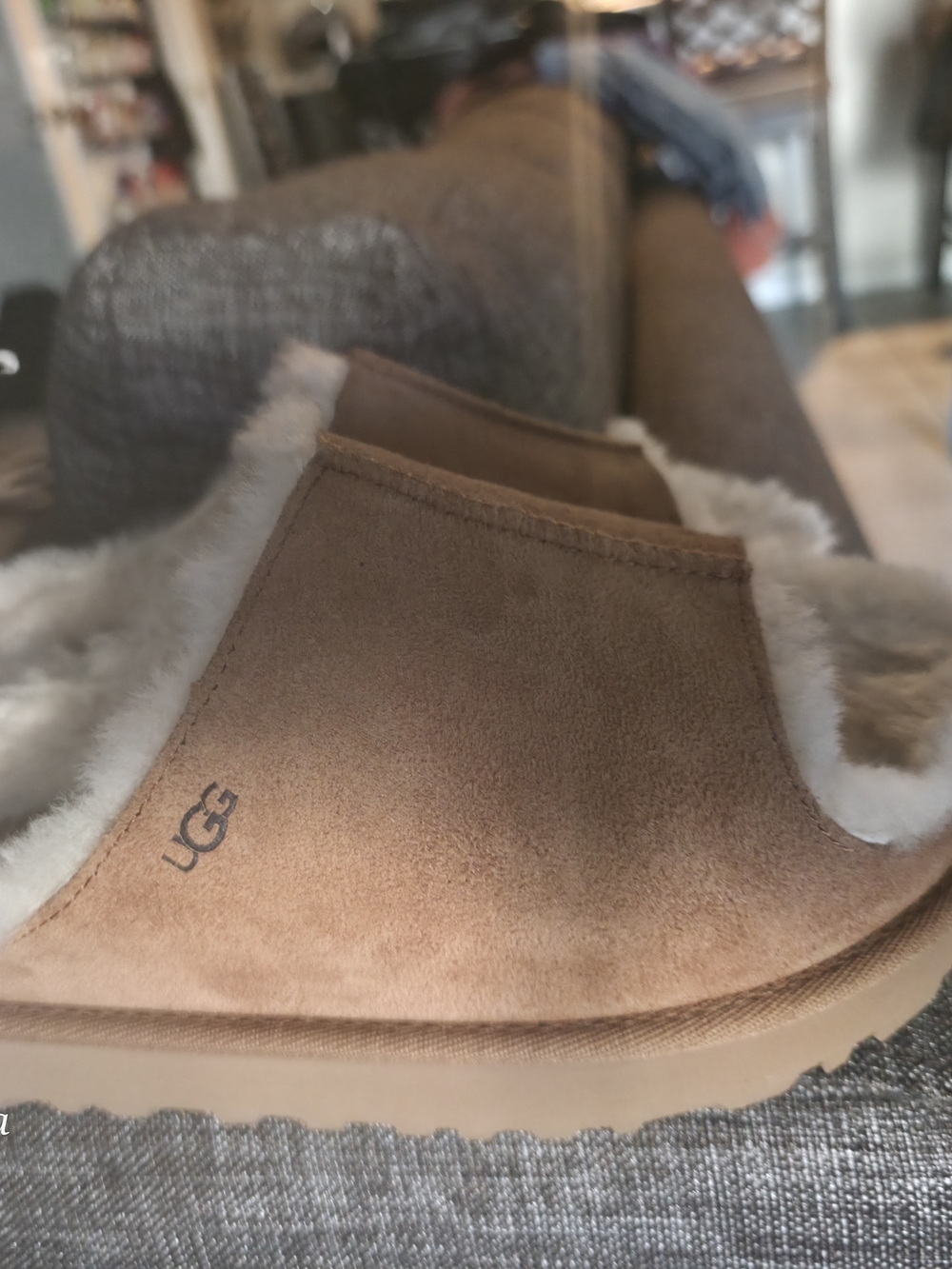 UGG Tan Suede Shearling Slide